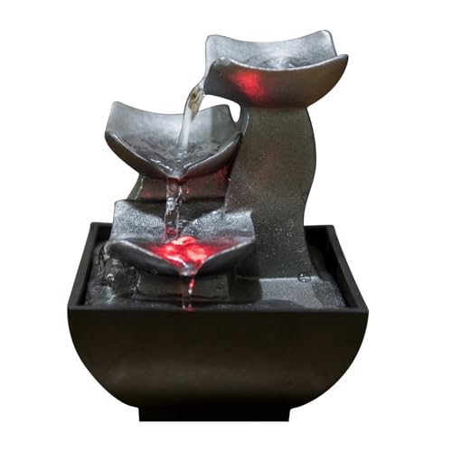 Zen'Light - Zimmerbrunnen Boro Wasserfall Zen relaxend mit farbigem LED-Licht- Dekoration Wohnzimmer, Schlafzimmer, Büro - Meditation und Entspannung - Tischbrunnen Geschlossener Kreislauf - H 18cm von Zen Light