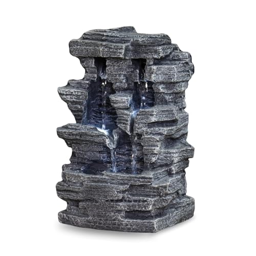 Zen'Light - Zimmerbrunnen Grand Canyon - Wasserfall in Steinoptik - Weiße LED-Beleuchtung - Moderne Zen Deko, Ideal für Meditation & Entspannung - Feng Shui - H 28cm, Grau Zen'Light - Zimmerbrunnen Grand Canyon - Wasserfall in Steinoptik - Weiße LED-Beleuchtung - Moderne Zen Deko, Ideal für Meditation & Entspannung - Feng Shui - H 28cm, Grau von Zen Light