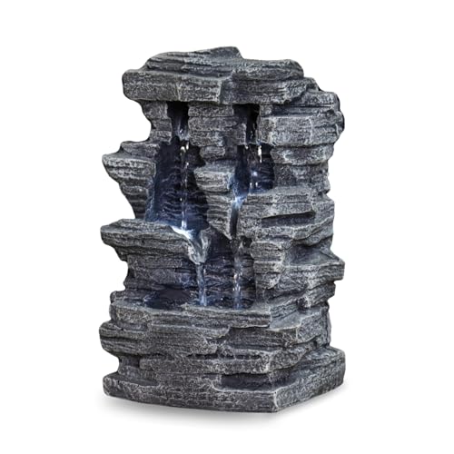 Zen'Light - Zimmerbrunnen Grand Canyon - Wasserfall in Steinoptik - Weiße LED-Beleuchtung - Moderne Zen Deko, Ideal für Meditation & Entspannung - Feng Shui - H 28cm von Zen Light