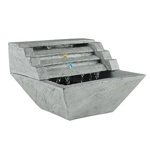 Zen'Light Heley Innenbrunnen Treppe Zen Kaskade entspannter Licht LED-Effekt Steineffekt-ungewöhnliche und schöne Inneneinrichtung-Tischbrunnen-großartige Geschenkidee-H 16x23x23cm-Heley, grau, Large von Zen Light