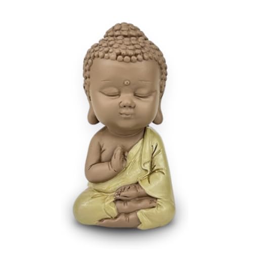 Zen'Light Statue Buddha Toge Gelb - Zen-Atmosphäre in Ihrem heiligen Raum - wunderschöne Figur als Glücksbringer - Geschenkidee für alle Generationen - H 10.7 cm von Zen Light