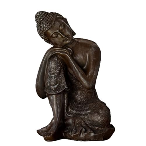 Zen Light Thai Denker Statue Buddha, Harz, Bronze, 13 x 12 x 20 cm von Zen Light