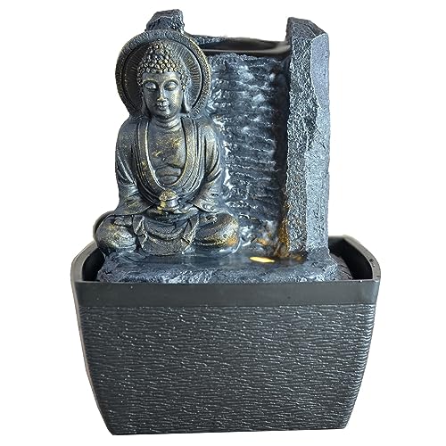 Zen'Light - Zimmerbrunnen Buddha Harmonie - Wasserbrunnen mit geräuschloser Pumpe - LED-Brunnen mit 2 Farben - Abnehmbarer Statue - Geschenkidee für Zen und Fengshui - Höhe: 18 cm von Zen Light