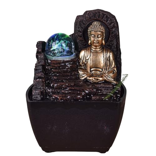 Innenbrunnen Buddha Zen Buntes LED -Licht - Zen Spirit Decoration - Bein SHU Hust Beadhe - Tischbrunnen - H 18cm - Theravada Zen'light von Zen Light