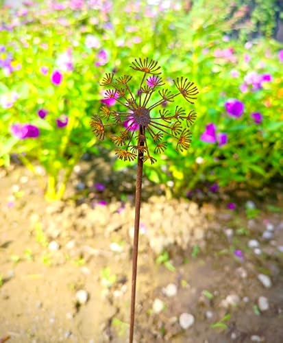 Edelrost Garten Gartenstecker Eisen rost Garten Löwenzahn Pusteblumen Beetstecker B5cm H32.5cm,032277 S# von Zen Man