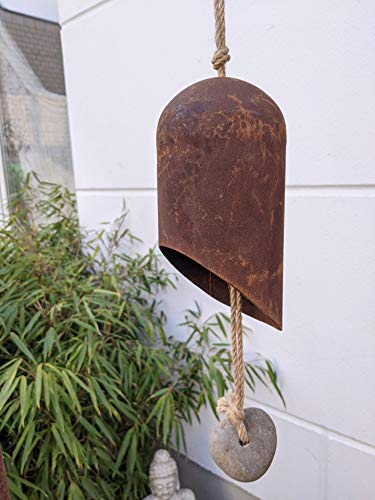 Zen Man Edelrost Garten Glocke aus Metall hängend Gartendeko Gartenfigure Handarbeit (030605：25 * 10 * 10cm) von Zen Man
