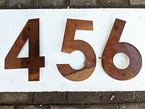Edelrost Hausnummer aus Metall 1mm Rost Gartenstecker Garten figure Handarbeit H35cm (032134-0: B23.5H35cm) von Zen Man