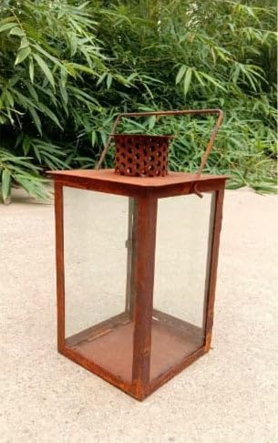 Edelrost Windlicht Kerzenhalter Garten Laterne aus Metall Garten Weihnachten Metalllaterne Gartenlaterne Laterne Gartendeko (032114: B18*B18*H29cm) von Zen Man