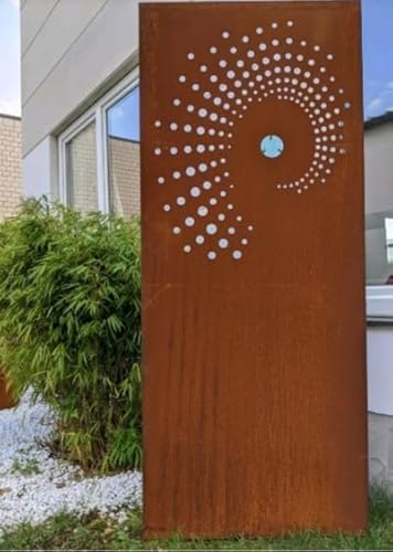 Garten Sichtschutz aus Metall 1mm Rost Gartenzaun Gartendeko rost Sichtschutzwand mit Glasdeko (032100: B50*H125cm) von Zen Man