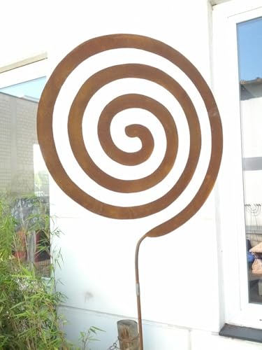 Gartenstecker Beetstecker Edelrost Spiral oval Metall H135cm B35cmGartendeko Deko Eisen 030562 von Zen Man