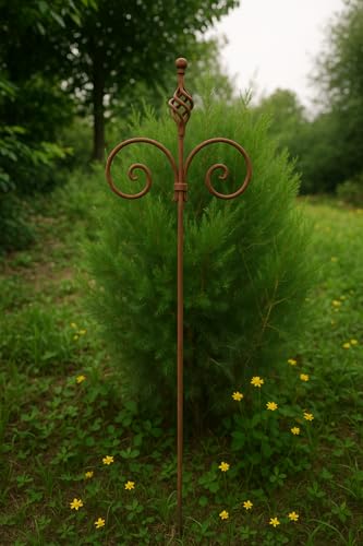 Metall Stäbe Rankstab mit Schnörkeln Edelrost Rost Rankhilfe Gartenstecker Rankstab (032195: B25 H150cm) von Zen Man