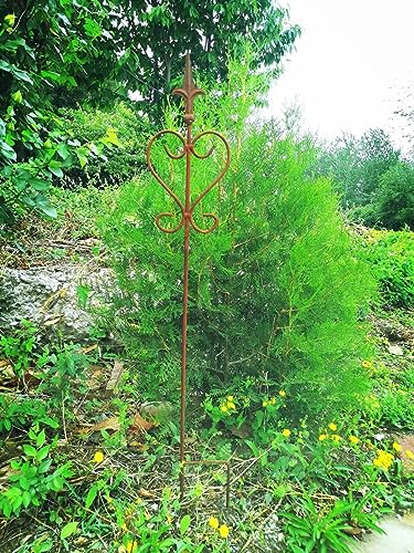Metall Stäbe Rankstab mit Schnörkeln Edelrost Rost Rankhilfe Gartenstecker Rankstab (032199 : B15.5 H150cm) von Zen Man