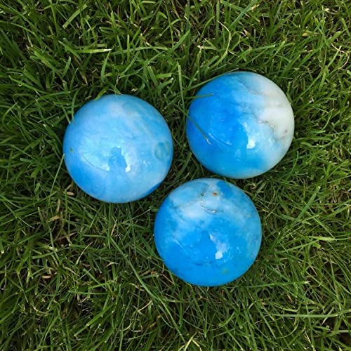 Zen Man 3 Stück Marmor Steinkugeln, Garten Deko, Natur Marmor gefärbt, Blau 8 cm von Zen Man