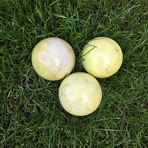 Zen Man 3 Stück Marmor Steinkugeln, Garten Deko, Natur Marmor gefärbt, gelb 8 cm, von Zen Man