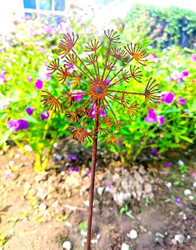 Zen Man Edelrost Garten Gartenstecker Eisen rost Garten Löwenzahn Pusteblumen Beetstecker B10cm H45cm,032277-1 M# von Zen Man