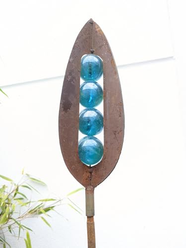 Zen Man Edelrost Garten Gartenstecker mit Glaskugel, Gartendeko, Beetstecker Speerspitze aus Metall Rost H120cm (029822:blau) von Zen Man