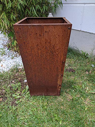 Zen Man Edelrost Garten Pflanzschale aus Metall Garten Blumentopf Rost Gartenschale Übertopf Gartendeko Handarbeit (032002 : B25*20*H50cm) von Zen Man