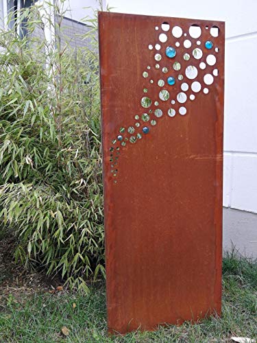 Zen Man Edelrost Garten Sichtschutz aus Metall GlasKugel Rost Gartenzaun (Gartendeko edelrost) Sichtschutzwand 031918 von Zen Man