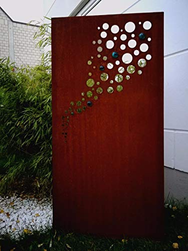Zen Man Edelrost Garten Sichtschutz aus Metall GlasKugel Rost Gartenzaun (Gartendeko edelrost) Sichtschutzwand H150*75cm 031918-1 von Zen Man