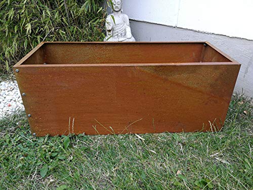 Zen Man Edelrost GartenSchale Pflanzschale Rost Stahlblech 1mm Gartendeko Blumentopf 80 * 30 * 30cm 6,50kg 031988-2 von Zen Man