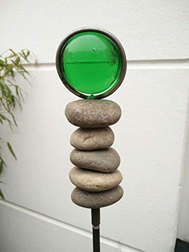 Zen Man Edelrost GartenStecker GartenGlaskugel Glasdeko Rost Gartenfigure Beetstecker Gruen 115 * 6 * 6cm 101558 von Zen Man
