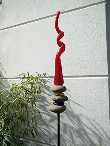 Zen Man Edelrost GartenStecker GartenGlaskugel Glasdeko Rost Gartenfigure Beetstecker Rot 140 * 5 cm 101562 von Zen Man