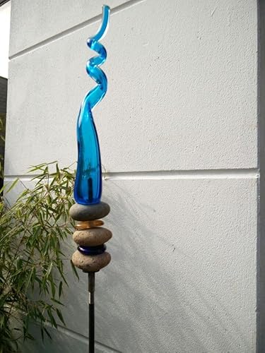 Zen Man Edelrost GartenStecker GartenGlaskugel Glasdeko Rost Gartenfigure Beetstecker blau 140 * 5 cm 029332 von Zen Man