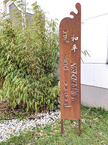 Zen Man Edelrost GartenTafel Peace Garten Metall Tafel Rost Schild Text GartenDeko Figure Rost Frieden Gartenstecker Handarbeit 20 * 2.1 * 130cm 032011 von Zen Man