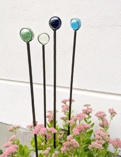 Zen Man Edelrost Gartenstecker Garten Glaskugel Gartendeko Beetstecker mit Glasdeko Gartenfigure Glaskugel: 3.5cm (032034-2LB :3.5 * 3.5*H100cm) von Zen Man
