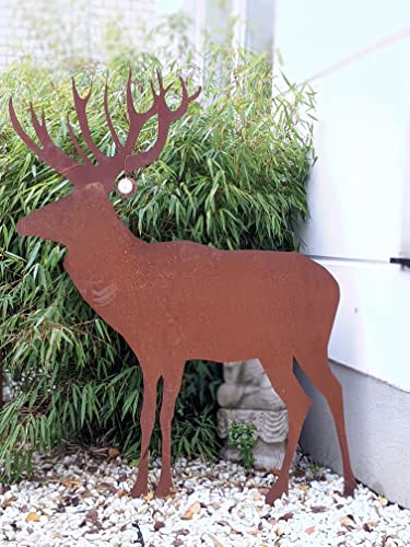 Zen Man Edelrost Gartenstecker Hirsch Gartendeko Rost Gartenhirsch Weihnachtsdeko Metall 1.6mm,031864 L105 H115cm von Zen Man