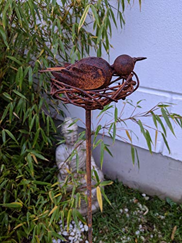 Zen Man Edelrost Gartenstecker VogelnestRost Gartenskulptur aus Metall Garten Figure Rost Gartendeko H110*13 * 13cm 030176 von Zen Man