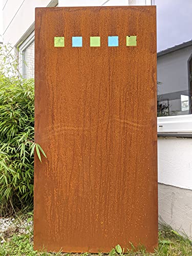 Zen Man Garten Sichtschutz aus Metall 1mm Rost Gartenzaun Gartendeko Edelrost Sichtschutz Wand mit Farbige Glas (032121:B75 H150cm) von Zen Man