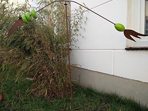 Zen Man Garteninspiration Gartenstecker mit Vogelmotiv in Grün aus Naturrost von Zen Man
