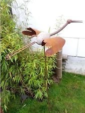 Zen Man Gartenstecker Beetstecker Kranich aus Eisen und Stein Vogel Metall Gartendeko 120 * 75 * 45cm von Zen Man