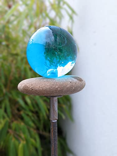 Zen Man Gartenstecker Beetstecker mit Glaskugel Stein Gartenfigure Gartendeko B6*H115cm 030798LB von Zen Man