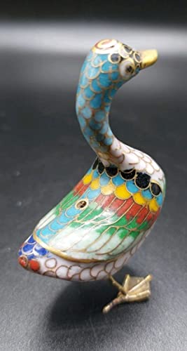 Zen Man Handgemachte Cloisonne Verziert mit farbenfrohen Messing Emaille Ente Gans Vogel Figur Schwan China 6x6x2,5cm A#-11-2 von Zen Man
