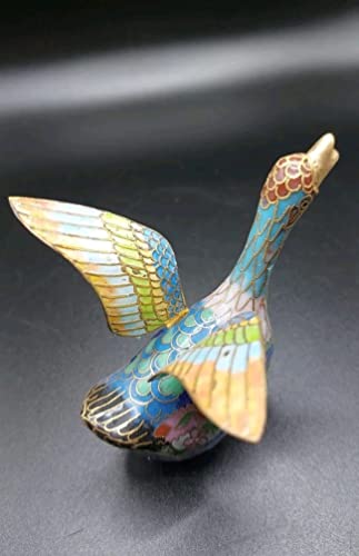 Zen Man Handgemachte Cloisonne Verziert mit farbenfrohen Messing Emaille Ente Gans Vogel Figur Schwan China 8x7x6cm A#-11-2 von Zen Man
