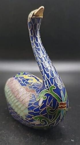 Zen Man Handgemachte Cloisonne Verziert mit farbenfrohen Messing Emaille Ente Gans Vogel Figur Schwan Deko Sammlerstück China 8x8x4cm A#-11-1 von Zen Man