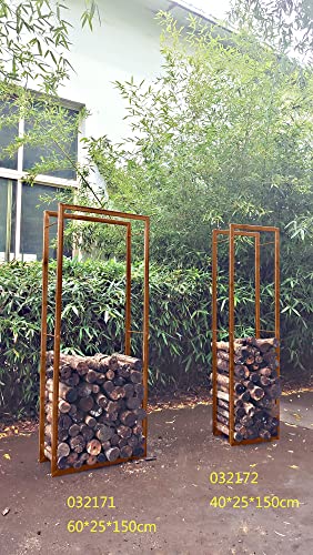 Zen Man Kaminholzregal Garten Rost Eisen Kaminholzunterstand Holzregal Kaminholz (032171: L60 B25 H150cm) von Zen Man