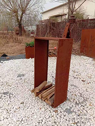 Zen Man Kaminholzregal Garten Rost Kaminholzunterstand Rost holzregal Kaminholz Rost Metall 031590 B35*L40*H78cm von Zen Man