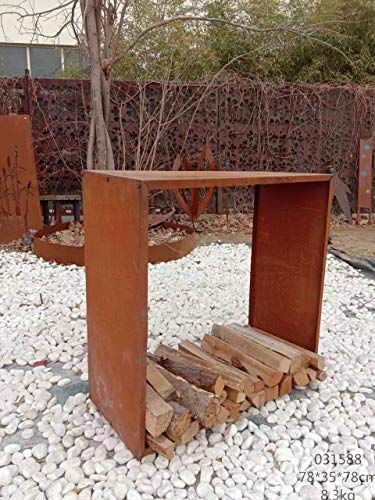 Zen Man Kaminholzregal Garten Rost Kaminholzunterstand Rost holzregal Kaminholz Rost Metall 1,2mm 17kg 35 * 125*H125cm 031998 von Zen Man