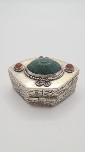 Zen Man Schmuckdose Cloisonne Silber Halbedelstein China Handarbeit AA-35-3 5,5 * 3,5 * 3 von Zen Man