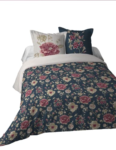 Lovely Casa - Bettbezug + 2 Kissenbezüge – Größe 240 x 220 cm – 100% Baumwolle – Farbe Blau – Modell Flore – Bettwäsche für Haus von Lovely Casa