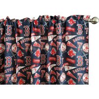 Boston Red Sox Baseball Sport Team Baumwolle Fenster Volant Oder Vorhang 58 "Breit/Küche Schlafzimmer Klassenzimmer Diner Rv Home Dekor von ZenCreativeDesigns