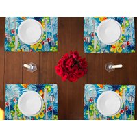 Hawaii Tropisch Floral Print Baumwolle Tischsets Home Dinner Tisch Dekor 13" X 19" | 4-Pack/Kinderpartys Feiertage Und Events von ZenCreativeDesigns