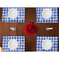 Tavern Gingham Kariert Print Baumwolle Platzsets Home Dinner Table Dekor 4Er-Pack/Kinderpartys Feiertage Und Veranstaltungen von ZenCreativeDesigns