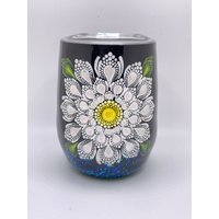 Dot Mandala Weinbecher, Glitzer Epoxidharz Becher, Weinbecher von ZenDotDesigns