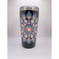 Pastell Regenbogen Dot Mandala Becher, Becher Reisetasse, Reise Kaffeetasse von ZenDotDesigns