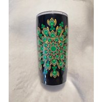 st. Patricks Day Inspirierter Dot Mandala Becher, Becher Reisebecher, Reise Kaffeetasse von ZenDotDesigns