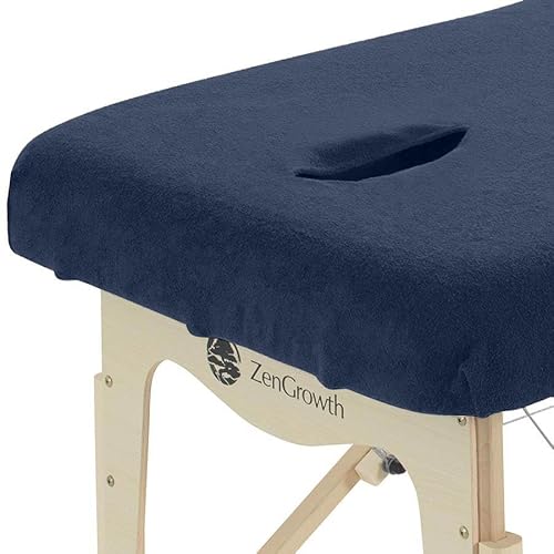 ZENGROWTH Spanbezug für Massageliege mit Gesichtsaussparung | Oeko TEX 100 | 63cm x 71cm x 185cm | Für alle Massage- oder Behandlungstische (Marineblau) von ZenGrowth
